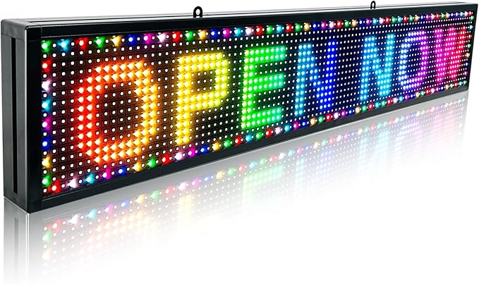 Waterproof Programmable Led Sign Custom Scrolling Outdoor Digital Signs For Business Electronic Message Board 5000cd/㎡ Brightness Advertising Display Screen Wifi/App Control(39"X8")