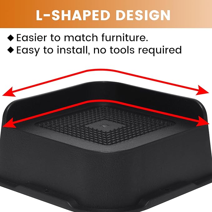 Bed Risers 2 inch, 3 inch, 4 inch, 6 inch or 8 inch Heavy Duty Furniture Risers, Up to 6000 Lbs L Shaped Design Bed Lifts Blocks for Couch Desk Sofa Table (Black, 2 Inch 4 Pack)