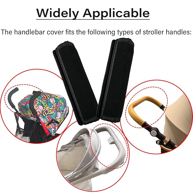 2Pcs 6.3 * 5.51inches Stroller Handlebar Cover,Pushchair Armrest Handle Protector Cover,Pram Bumper Bar Dustproof Handle Gloves Replacement Removable Universal Protective Case Grip Bar Covers