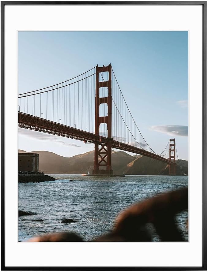 Frametory, 18x24 Metal Picture Frame with Mat for 16x20 Picture & Real Glass, Aluminum Photo Frame Collection (Black, 1 Pack)