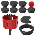 8Pcs 2-3/8" (60 mm) Black Desk Grommet, Plastic Grommet with Hole Saw, Desk Wire Grommet with Hook and Loop Tape