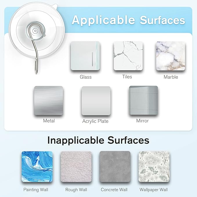 VIS'V Suction Cup Hooks, 1.77 Inch Small Window Suction Cups with Metal Hooks, Removable and Reusable, Clear, 12 Pcs