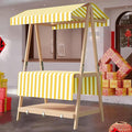 Movable Stall Display Stand, Foldable Vending Stand Kiosk Display Trolley with Canopy, Portable Food Cart, for Selling Snacks/Sweets/Toys, Multiple Colors(Yellow A,140 * 190cm)