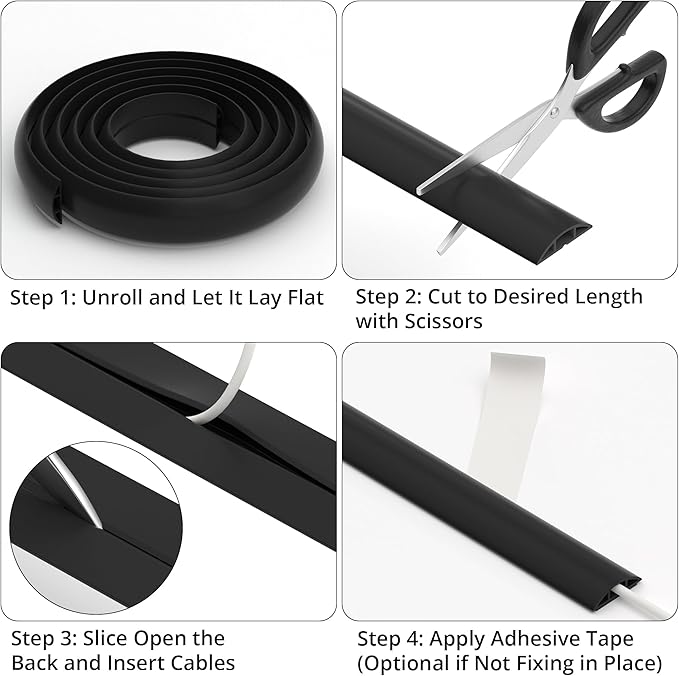 ZhiYo 5.6ft Cord Covers for Wires on Floor, Cord Hider Floor Hide Extension Cords, Soft PVC Cable Cover Cable Protector, Wire Cavity W0.62in H0.31in, Yellow Oak Wood