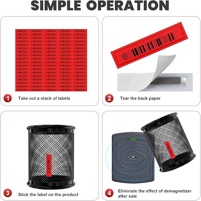 108 Pieces of 58 kHz Acousto-Magnetic (AM) Security Tag Labels, Compatible with 58 kHz EAS Systems. Features Simulated Barcodes