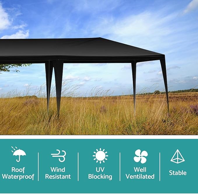 10x30 FT Party Tent, Outdoor Wedding Tents for Parties, Canopy Event Tent with 8 Removable Sidewalls, Waterproof Gazebo Shelter for Birthday Parties, Weddings, BBQs & Events (10X30FT-8Sides Black)