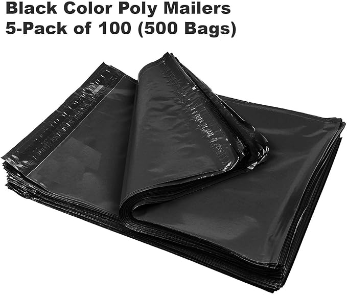 iMBAPrice 500-Pack Black Poly Mailers 10x13 Inch #4 Color Poly Mailing Shipping Envelopes Bags, Self Seal Adhesive Waterproof and Tear Proof (Total 500 Bags)