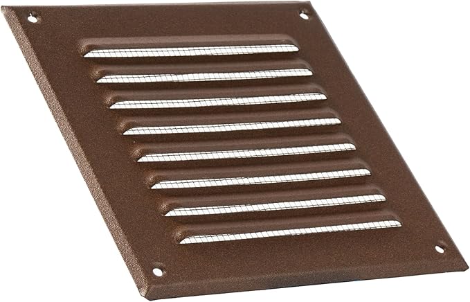 Vent Systems - 5 x 5 Inch (Inner) Brown Metal Square Soffit Air Vent Grille Cover, Register Vent Deflector Louver Built-in Mesh HVAC for Bathroom Home Office Kitchen 6.5" x 6.5" (Outer)