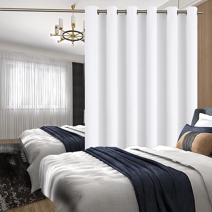 BGment Fashion Sliding Door Curtain 120 X 96 Inches, Wide Thermal Blackout Curtains Room Darkening Room Divider Window Curtain, 1 Panel, Pure White, 96 Length X Wide 120