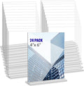 Acrylic Sign Holder 4x6 Inches 24 Pack T Shape Desktop Display Stand Vertical Double Sided Clear Table Menu Flyer Holder for Restaurants, Office, Shop, Wedding