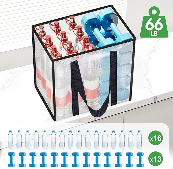 6 Pack Reusable Grocery Bags, Heavy-Duty Shopping Bags with Sturdy Handles, Water-Resistant & Foldable Organizer, Shopping Bags for Groceries, Market, Car Trunk, Multi-Purpose, 42L