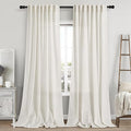 Linen Cream Curtains 107 Inch Extra Long for Living Room Back Tab Light Filtering Semi Sheer Drapes Modern Farmhouse Coastal Decor Cotton Textured Curtain for Floor to Ceiling Window 52x107