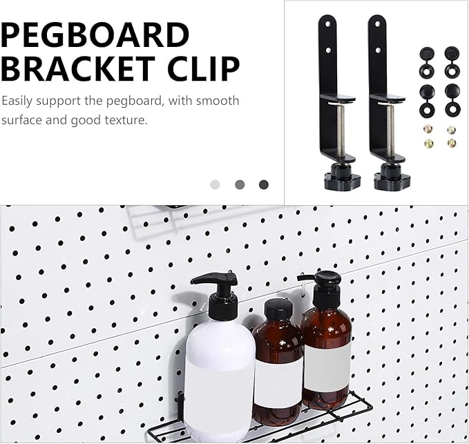 Metal Pegboard Hooks Set Sturdy Pegboard Bracket Clips for Easy Installation, Organizing Small Utensils Crafts, Black, Home Use