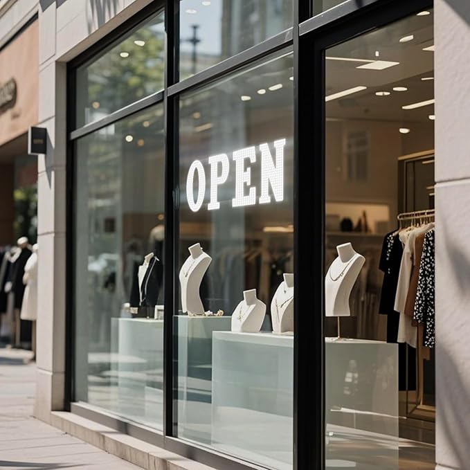 30"x10" Large LED Open Signs for Business Super Bright Unique Design White Open Sign with Hanging Installation for Window Stores Bar Hotel Retail Shops Salon Restaurant Office