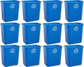 United Solutions 7 Gallon / 28 Quart Space Saving Recycling Bin, Fits Under Desk and Small, Narrow Spaces in Commercial, Kitchen, Home Office, and Dorm, Easy to Clean, Recycle Blue (Pack of 12)
