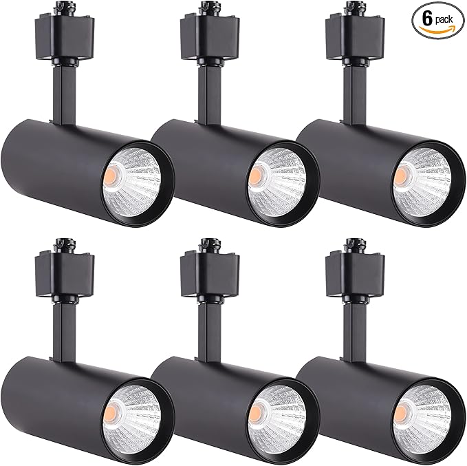 mirrea 16.5W Dimmable LED Track Lighting Heads Compatible with Single Circuit H Type Rail Ceiling Spotlight 90 CRI 24° Black Finish Pack of 6 (4000K Neutral White)