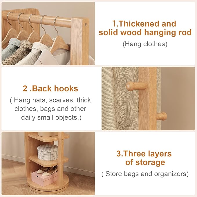 WoodsWhisper Full Length Mirror Coat Rack Solid Wood Floor Mirror 66"x12" Full Length Mirror with Stand Long Mirrors for Bedroom,Living Room