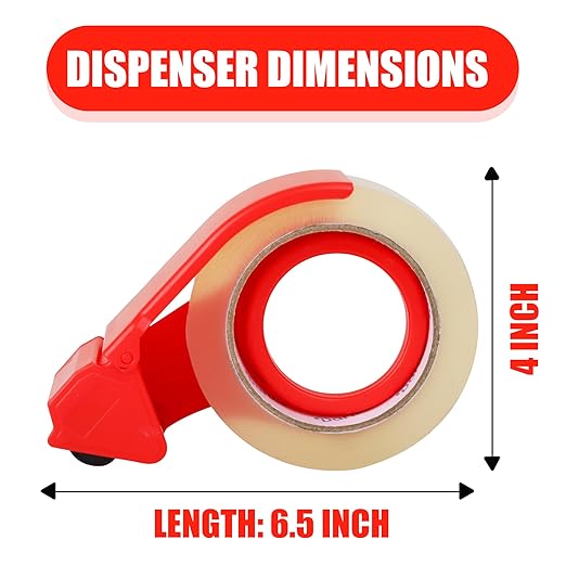 Darice Packaging Tape with Dispenser - 2 Pack Heavy Duty 1.88" x 100 yds Strong and Durable Clear Tape for Moving, Shipping and Storage, 3 inch Core, Clear Package Tape