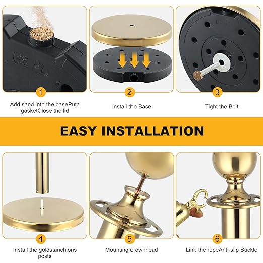 4Pack Stanchions and Velvet Ropes, 5 ft Red Velvet Rope and Poles, Red Carpet Ropes and Poles Set, Gold Stainless Steel Stanchion Posts Red Carpet Runner Poles for Party Supplies