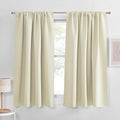 PONY DANCE Short Black Out Curtains 48 inch Long for Small Window, Rod Pocket Privacy Bathroom Draperies,Thermal Insulated Lighting Blocking Drapes for Basement(2 Panels Set, Beige, W42 x L48 inches)