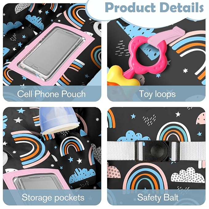 Shopping Cart Cover for Baby Girl Boy 2-in-1 High Chair Water Resistant High Chair Cover w/Phone Pouch Pocket Gender Neutral Cart Cover for Zebra Texture Babies Padded Grocery Cart Cover for Baby