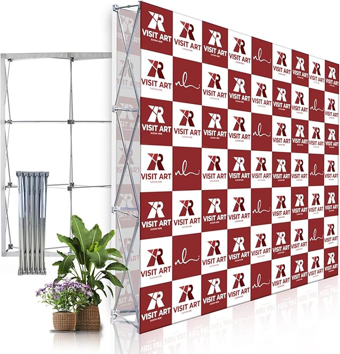 Portable Pop Up Display Stand 7.5 x 10 FT Aluminium Frame Trade Show Display Large Tension Fabric Display Stand Tradeshow Booth Display for Business, Shopping Malls, Campuses, Weddings, Corporate