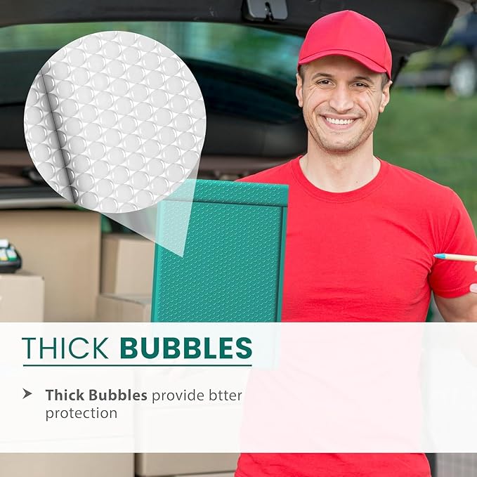 Green Large Poly Bubble Mailers 12x15 inch | Self Seal Padded Envelopes Cushioned Bubble Mailer | Usable Size 12x15 | WaterProof | Lightweight mailing Shipping Bags | 50 Pack Bulk