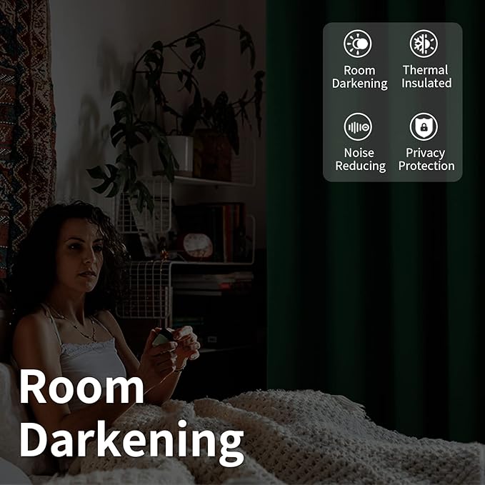 BGment Christmas Sliding Door Curtain 120 X 96 Inches, Wide Thermal Blackout Curtains Room Darkening Room Divider Window Curtain, 1 Panel, Emerald, 96 Length X Wide 120
