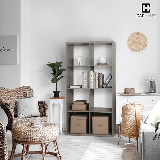Fencer Wire 13-Inch Cube Storage Organizer Shelf, with Extra Thick Exterior Edge, Room Open Storage Shelf Divider, Bookcase, 6-Cube / 8-Cube / 9-Cube, Colors Available in Rustic Grey Oak and White
