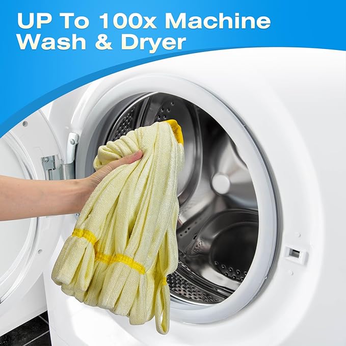 Matthew Cleaning Microfiber Tube Mop(Large,Yellow,6Pack) Heavy Duty Mop Head Replacement,Excellent Absorbency,Premium launderability,Reusable,Loop end for Home,Commercial and Industrial Use
