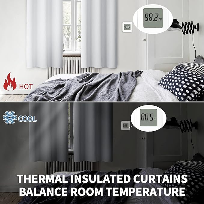 BGment Blackout Curtains - Grommet Thermal Insulated Room Darkening Bedroom and Living Room Curtains, Set of 2 Panels (52 x 120 Inch, Greyish White)