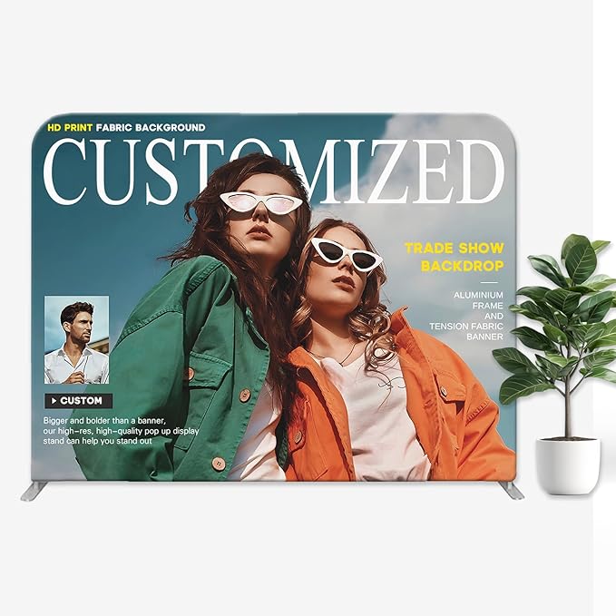 Custom Tension Fabric Display with Stand 7.5 x 15 FT Pop Up Display Trade Show Backdrop Large Portable Tradeshow Booth Display Banner for Business,Campuses, Weddings, Corporate