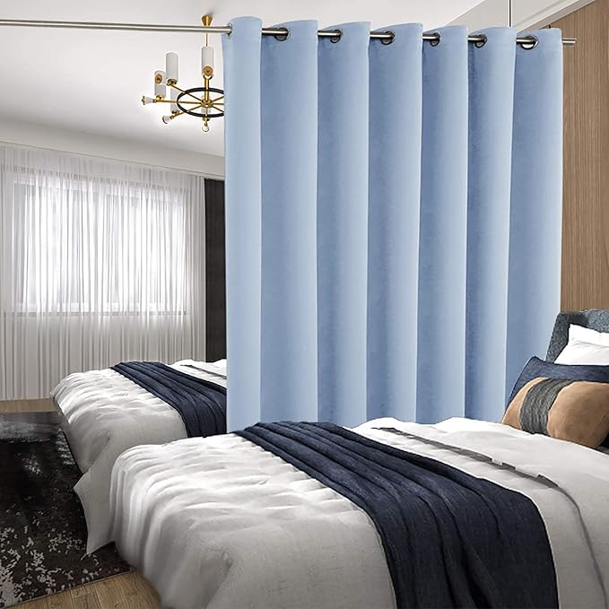 BGment Fashion Sliding Door Curtain 100 X 84 Inches, Wide Thermal Blackout Curtains Room Darkening Room Divider Window Curtain, 1 Panel, Spa Blue, 84 Length X Wide 100