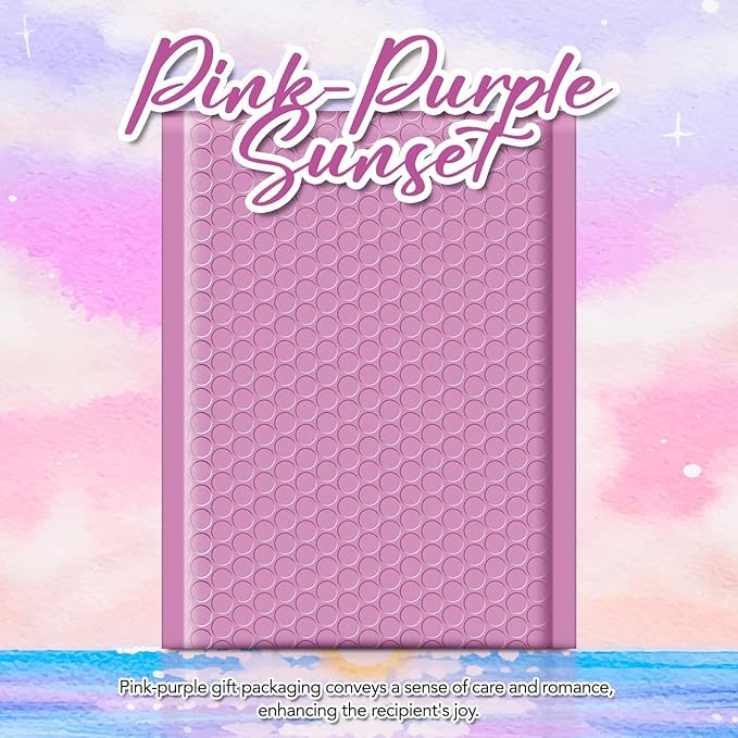 Fuxury Bubble Mailers 6x10" 100 Pack, Pinkish Purple Padded Envelopes Usable Size 6x9" Self Seal Mailing Envelopes Bubble Padded Shipping Bags for Mailing,Packaging, Small Business