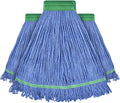 Onesimus 24 oz Heavy Duty Mop Head Replacement, 5 Inch Headband for Quick Change Handle, Blue Loop-End Cotton Blend String Wet Dry Floor Mop Refill Commercial Cleaning Supplies, 3 Pack Large