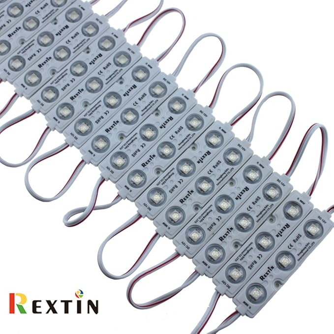 REXTiN Super Bright 200pcs 3 LED Module Pink 5050 SMD 66-72LM Each Module Waterproof Decorative Light for Letter Sign Advertising Signs with Tape Adhesive Backside