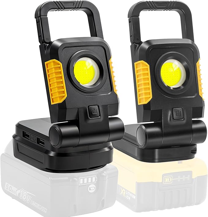 18V/20V Cordless Work Light, 2Pack 25W Portable Flood Lights Compatible with Dewalt/Makita 20V Max Battery, COB Work Light with 3 Lighting Modes and Upgraded Low Voltage Protection(no Battery)