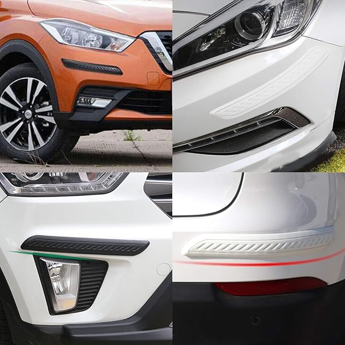 Anti-Collision Patch Car Bumper Protector Trim - Universal Anti-Scratch Strip for Rear Bumper and Door Edge Guards (White, 4-Pack)