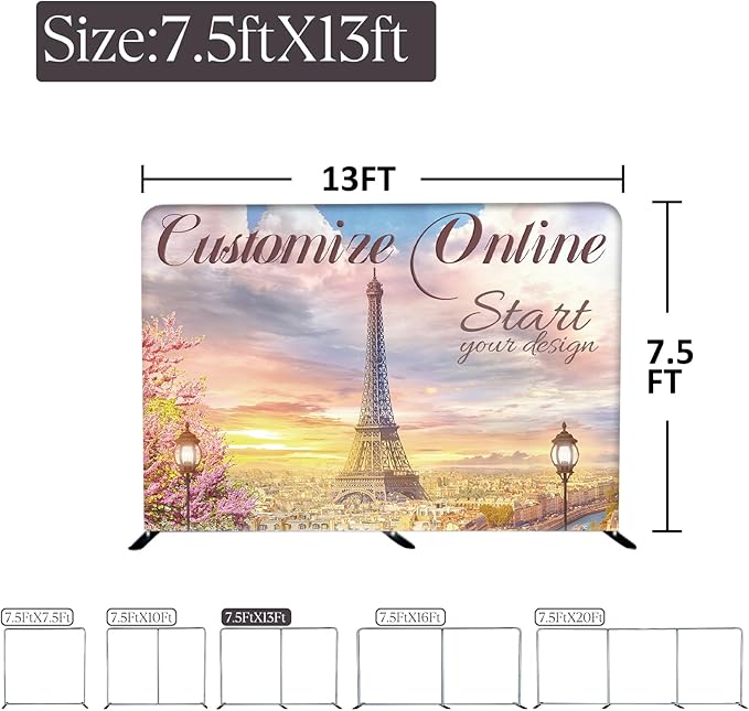 Customize Exhibition Tension Fabric Store Sign Holders Display Stand Frame and Benner Set - Double Sided Printing 7.5×13 FT