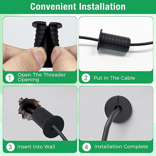 2pc Starlink Cable Grommet 3/4" Silicone Anti-Slip Wall Hole Pass Through Split Cable Bushings for TV Wire Ethernet Cord, Starlink Cable Routing Kit Accessories,38mm/1.5"Ht, Grey