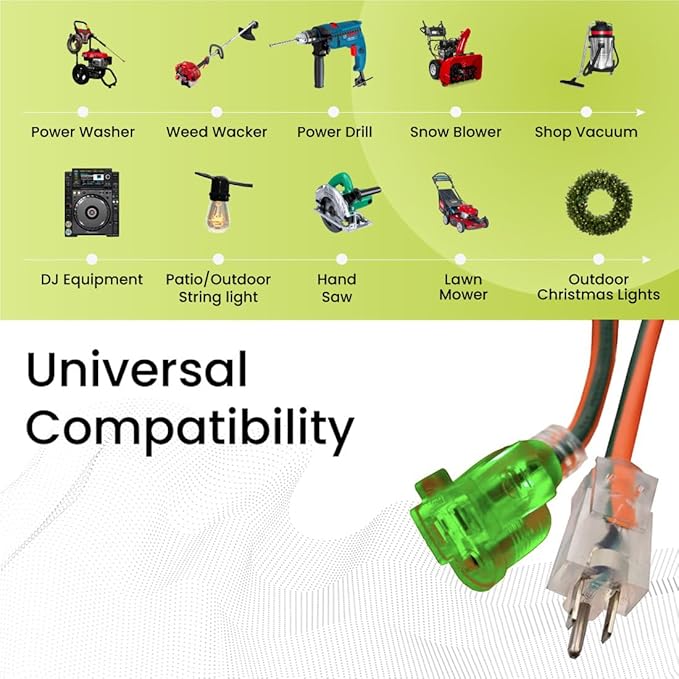 Go Green Power Inc. 16/3 50-Foot Outdoor Extension Cord - Heavy-Duty, Weatherproof, GG-13750