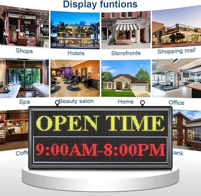 P6 Outdoor Full Color 40 x 18 inches Led Sign WIFI And USB Programmable Led Display With High Resolution Scrolling Texts, Colorful images and videos LED Advertising Screen Digital Board For Shop