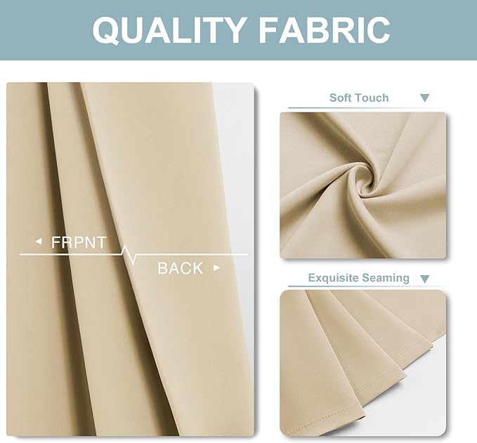 ChrisDowa Room Divider Curtain 90 Inches Long, Wide Blackout Sliding Door Curtain for Bedroom, Room Darkening Privacy Window Drape for Patio Door (1 Panel Set, Biscotti Beige, 100 x 90 Inch)