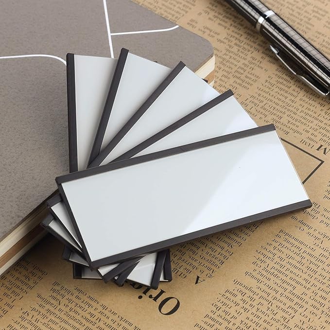 LLPT Magnetic Label Holder 4" x 1.2" 26 Packs C Channel 300g White Paper Cards Protective Film Strong Removable for Shelf White Board Toolbox Metal Wall Cabinet Drawer(MH41226)