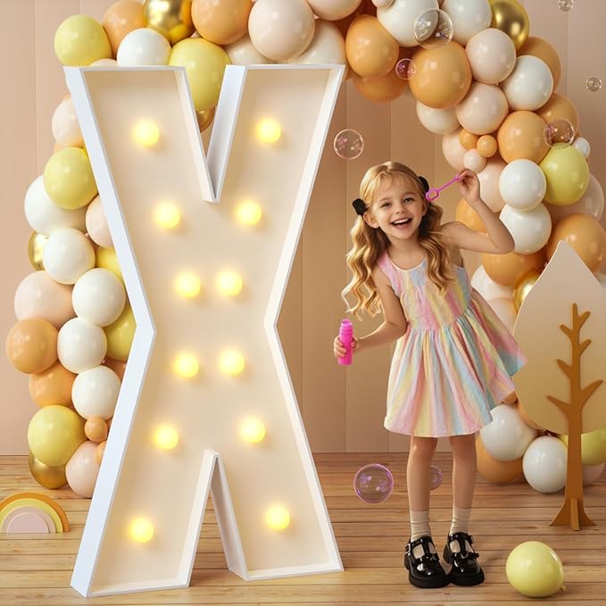 imprsv Marquee Light Up Letters, 4FT Mosaic Letters with Light for Baby Shower Graduation Party Decor, Large X for Engagement Wedding Party Decorations (Need to Assemble)