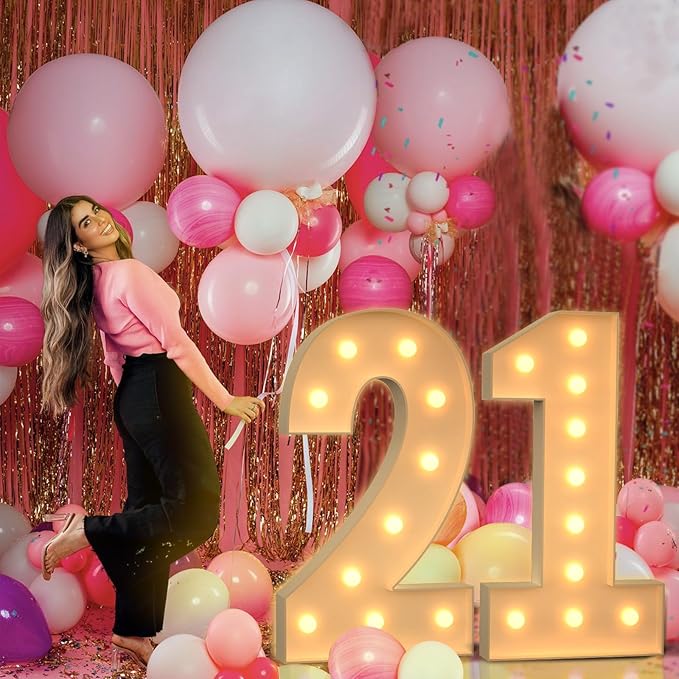 4FT Marquee Light Up Numbers, Large Marquee Numbers for 6th 16th 60th Birthday Decorations, Giant Light Up Numbers for Party Anniversary, Marquee Letters, Pre-Cut DIY Mosaic Numbers for Balloons 6