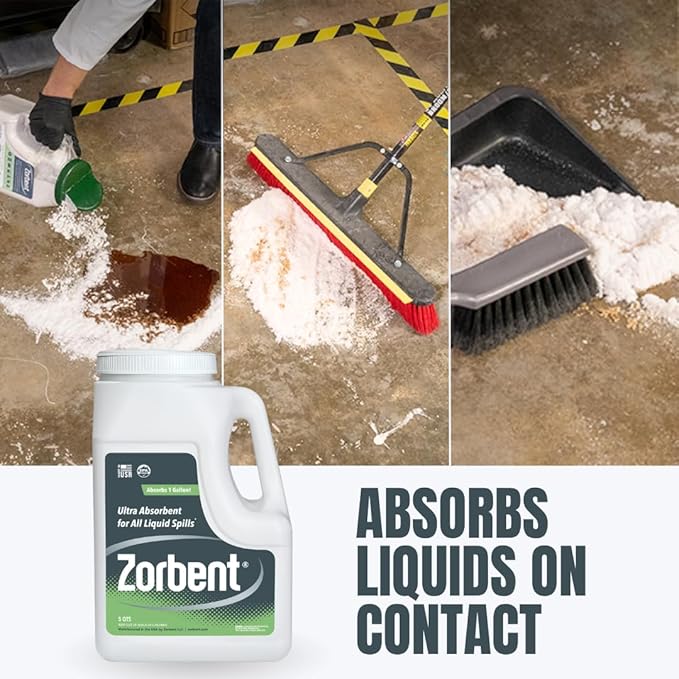 Zorbent Oil Spill Absorbent | 5 Quart Jug Absorbs up to a Gallon of Liquid. Non-Toxic, Low-Dust, with Cleaning Agent. For Fast Industrial and Commercial Spill Cleanup