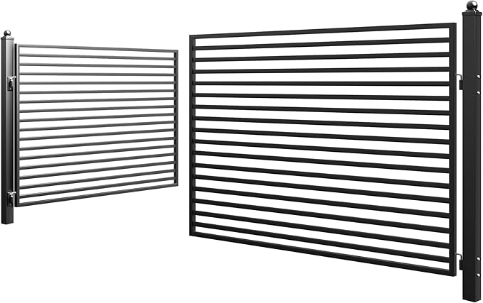ZUMI Dual Swing Driveway Gate, 18x6 ft. Outdoor Steel Fence for Home Security, Heavy-Duty Weatherproof Iron Kit, Brooklyn Style