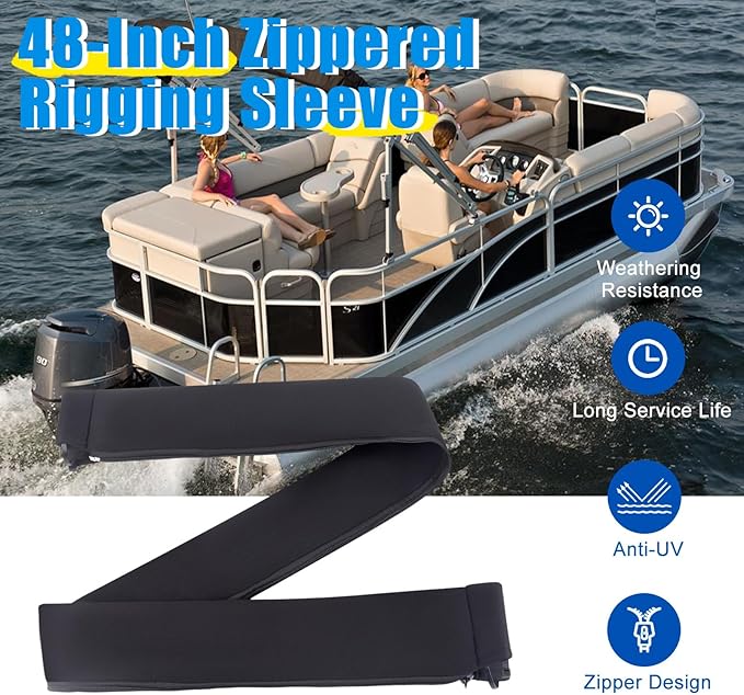 48-Inch Zippered Rigging Sleeve with Marine Cable Boot Diameter 4 2/5" with Cable Tie Universal Fit for Yacht Cable Management Kit