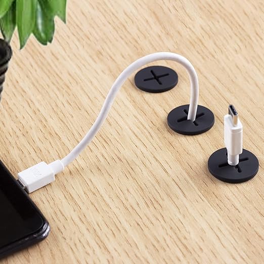 Cable Cord Grommet 3/4 Inch Flexible Wire Rubber Grommets for Desk and Other Furnitures Wire Hole Cover Cable Management Wire Organizer Cable Pass Through (8 Pack), Black Color